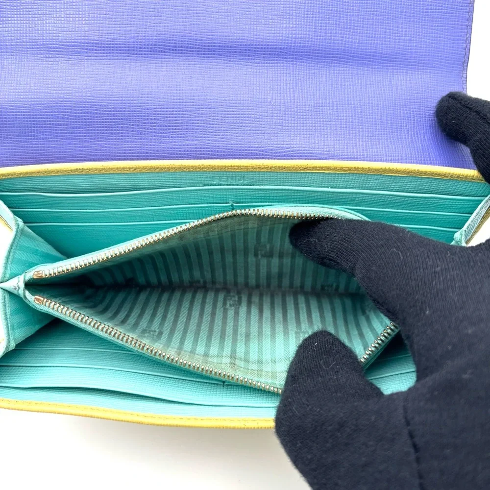 Fendi Blue and Yellow Women's Wallet - Picture 9 of 9